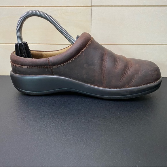 Alegria Kayla Clogs Brown Leather Women's Size 7.5 Shoes EU37 Slip-Ons Mules - Picture 3 of 11